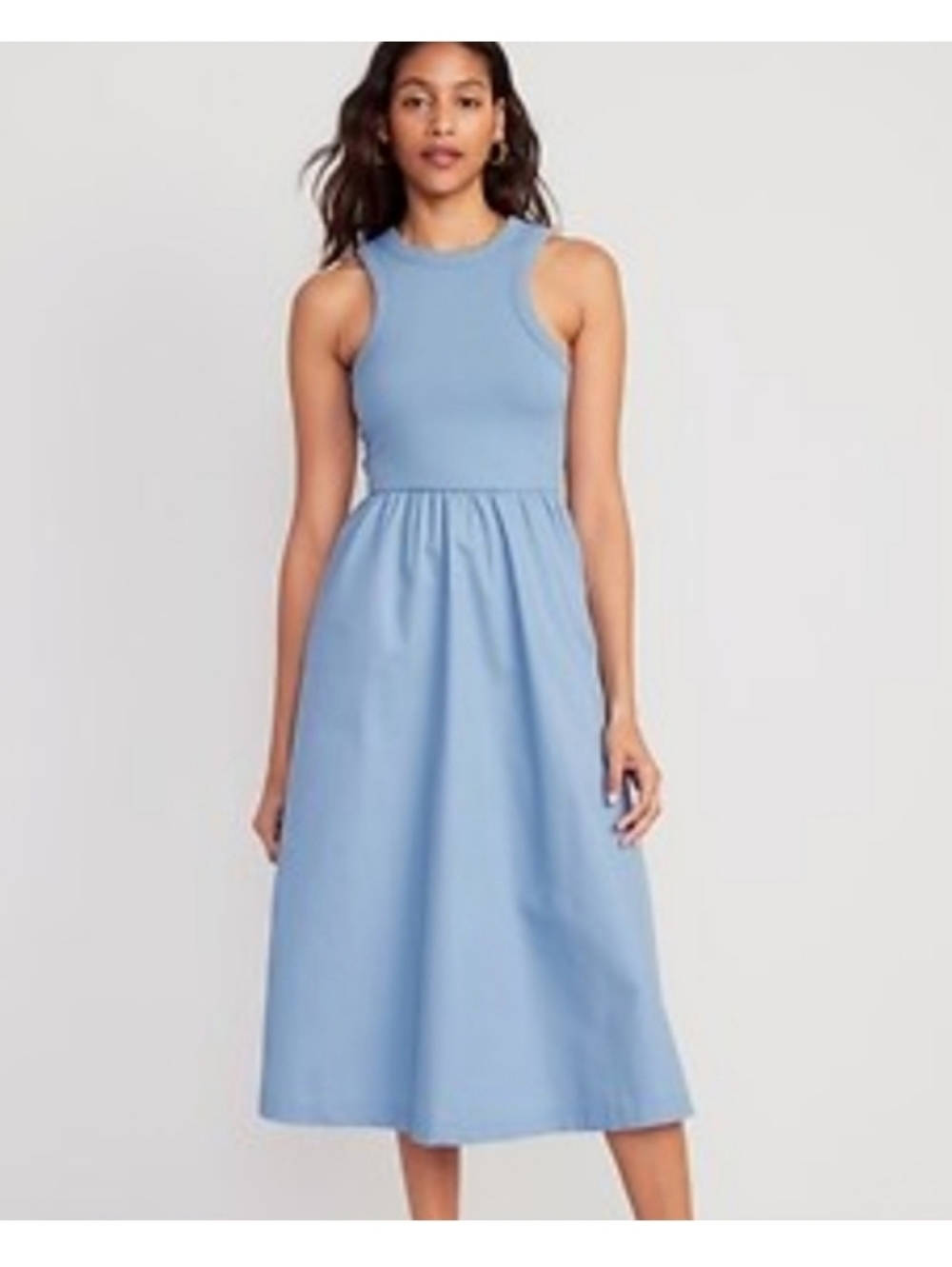 Old Navy Light Blue  Sleeveless  Midi Dress Size L Cottage Core ,romantic Dress